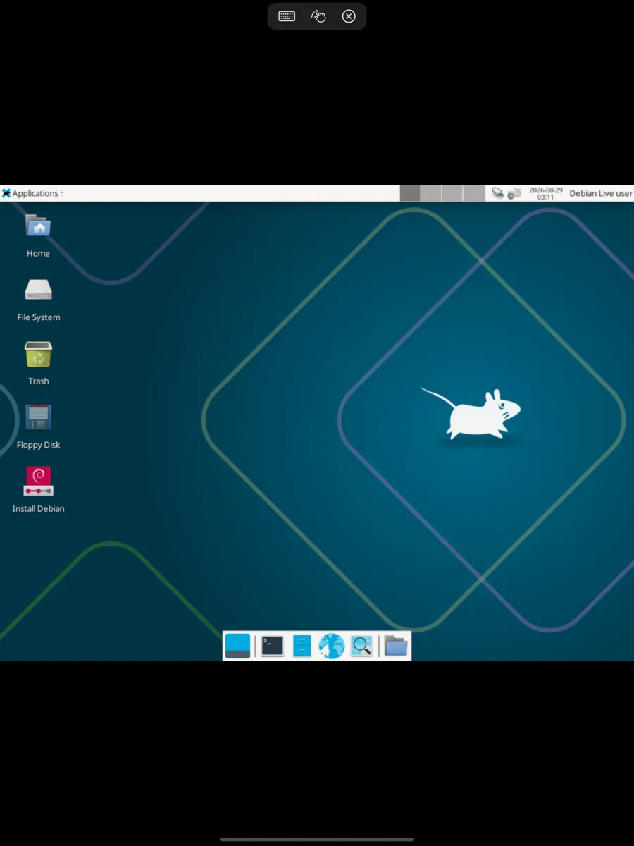 A Linux VM desktop in Saffron SPICE on iPad